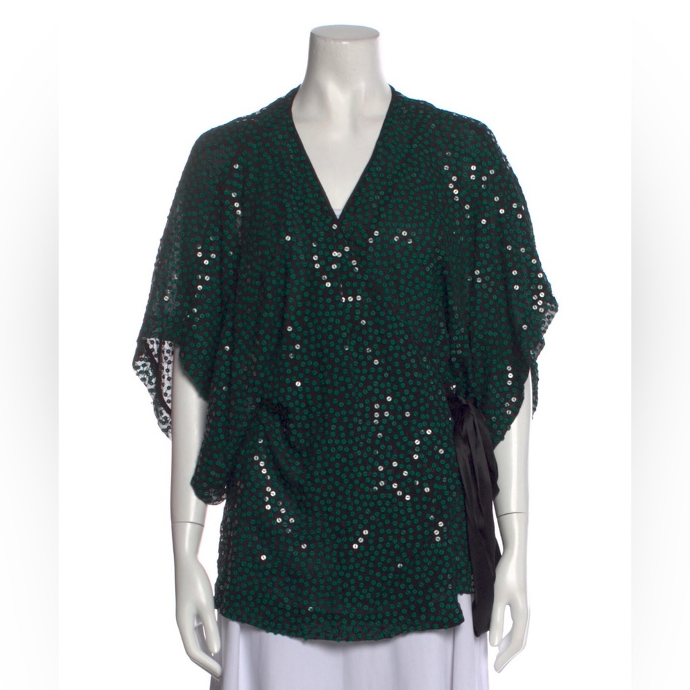 Diane von Furstenberg Silk Blouse wrap with side tie 100% silk Size XS